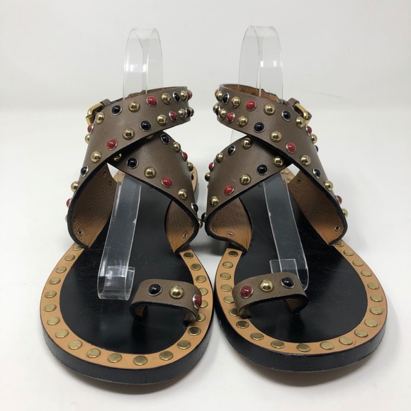 Isabel Marant Roman Empire Gladiator Sandals Womens 38 8 Leather Boho Summer - Picture 2 of 16